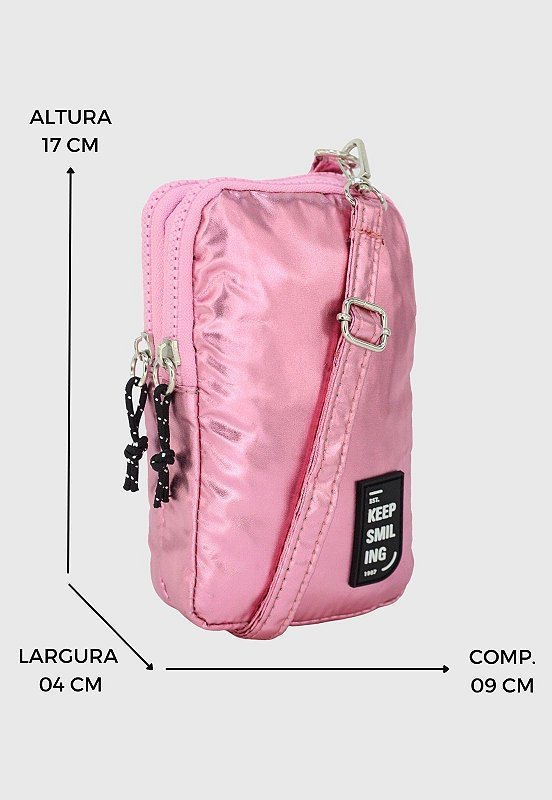 Lennas Shoulder Bag Bolsa Transversal Pequena de Nylon Metalizada Rosa B051 Rosa 6