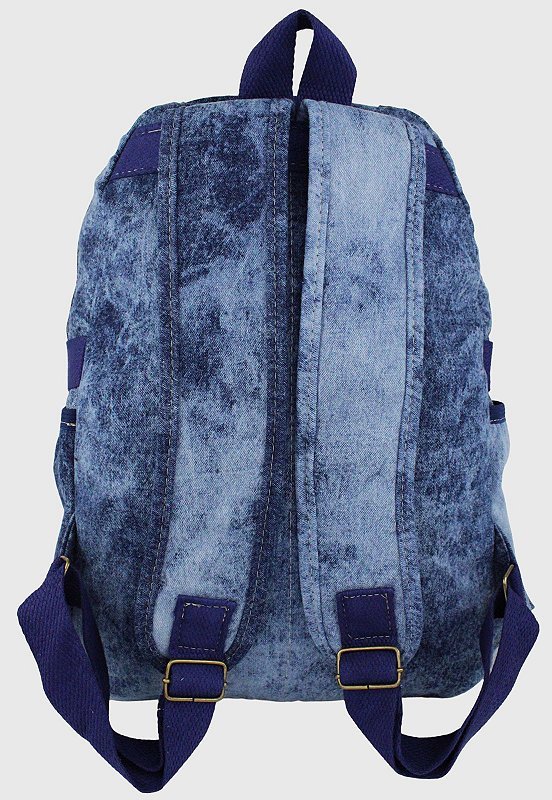 Lennas Mochila Jeans Escolar Tamanho Grande Comporta Notebook Marmorada L083 Azul 4