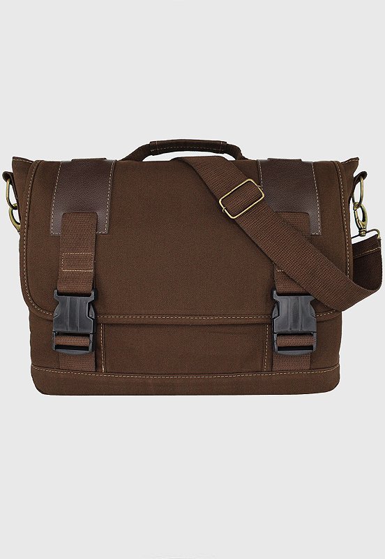 Bolsa Pasta Lennas Carteiro Transversal de Lona Marrrom LE09 Marrom 2