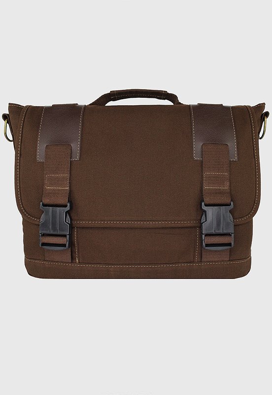 Bolsa Pasta Lennas Carteiro Transversal de Lona Marrrom LE09 Marrom 3
