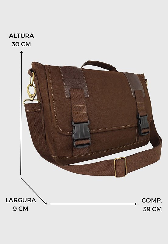 Bolsa Pasta Lennas Carteiro Transversal de Lona Marrrom LE09 Marrom 8