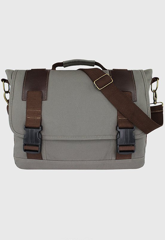 Bolsa Pasta Lennas Carteiro Transversal de Lona Cinza LE09 Cinza 2