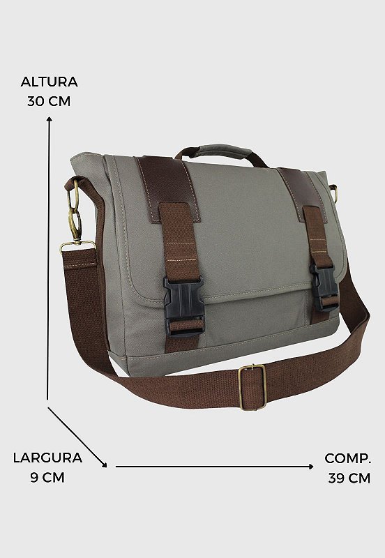 Bolsa Pasta Lennas Carteiro Transversal de Lona Cinza LE09 Cinza 8