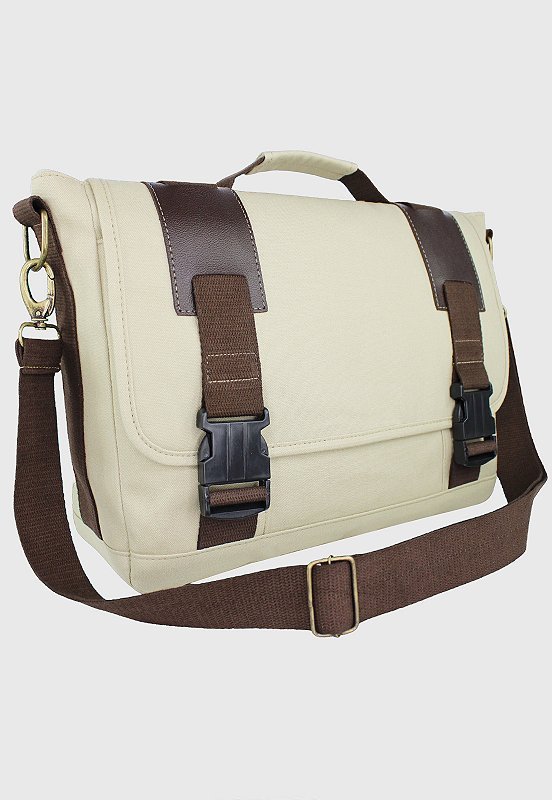 Bolsa Pasta Lennas Carteiro Transversal de Lona Bege LE09 Bege 1