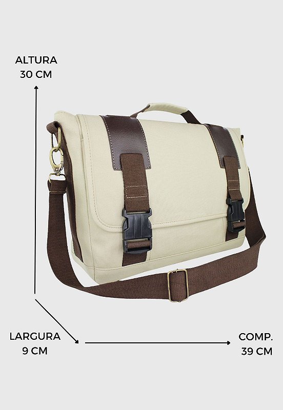 Bolsa Pasta Lennas Carteiro Transversal de Lona Bege LE09 Bege 8
