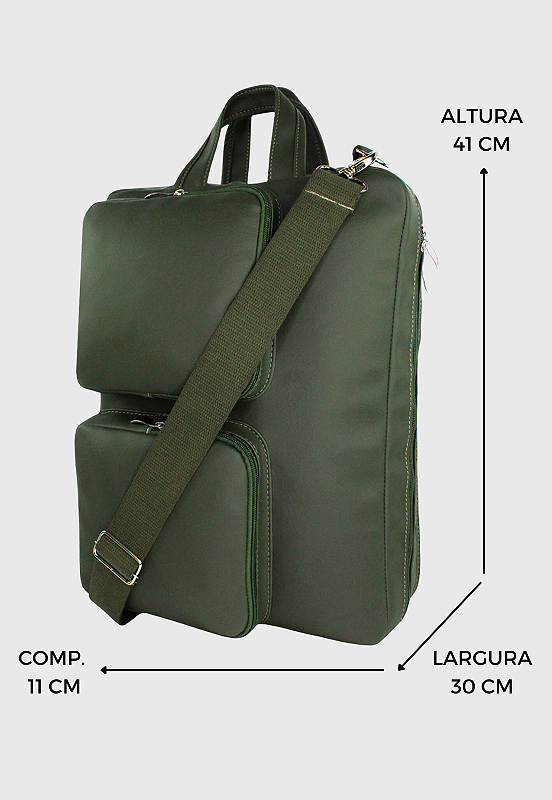 Bolsa Mochila Pasta Transversal Executiva Material Sintetico Verde LE10 Verde 8