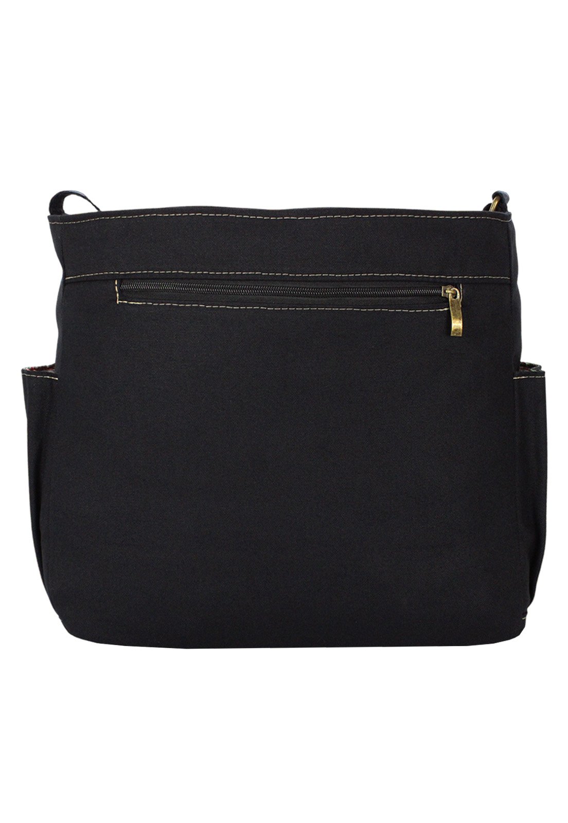 Lennas Bolsa Tote Bag Tiracolo de Lona Tamanho Grande Preta A023 Preto 4