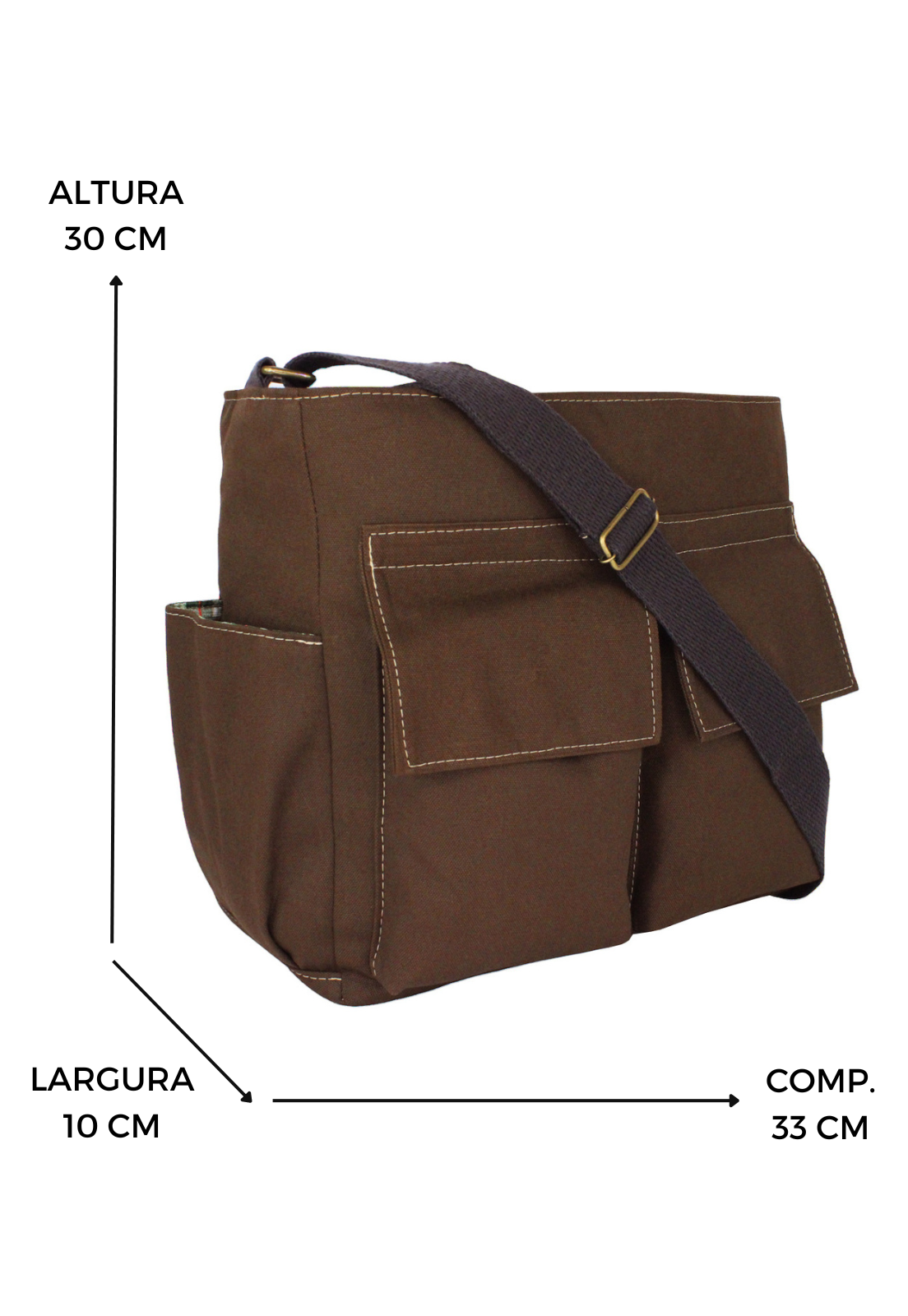 Lennas Bolsa Tote Bag Tiracolo de Lona Tamanho Grande Marrom A023 Marrom 2
