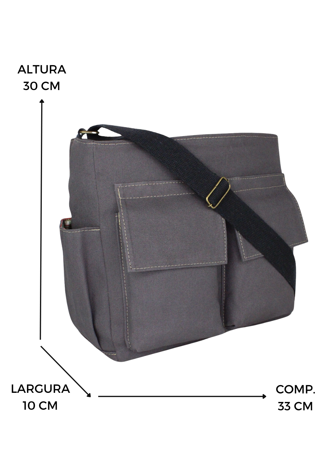 Lennas Bolsa Tote Bag Tiracolo de Lona Tamanho Grande Cinza A023 Cinza 2