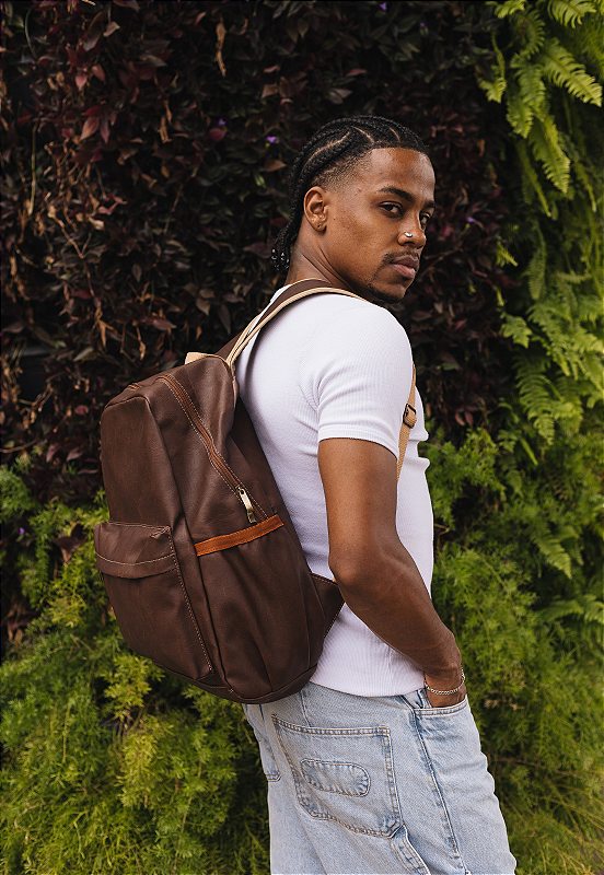 Lennas Mochila Executiva Basica Masculina Feminina Caramelo LE12 Marrom 6
