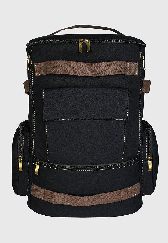 Lennas Mochila de Lona Grande Masculina Feminina Comporta Notebook Casual e Viagens Preta LE13 Preto 2