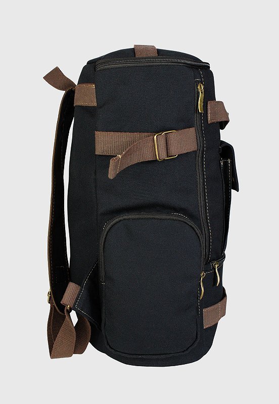 Lennas Mochila de Lona Grande Masculina Feminina Comporta Notebook Casual e Viagens Preta LE13 Preto 3