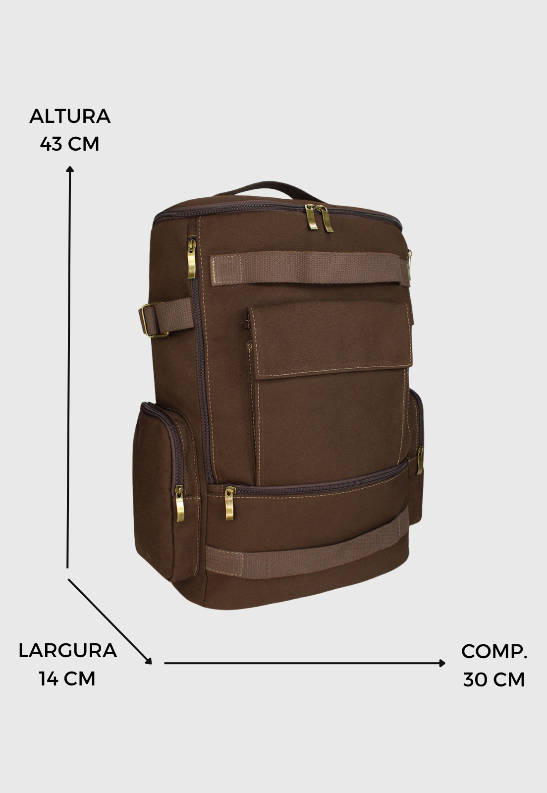 Lennas Mochila de Lona Grande Masculina Feminina Comporta Notebook Casual e Viagens Marrom LE13 Marrom 6