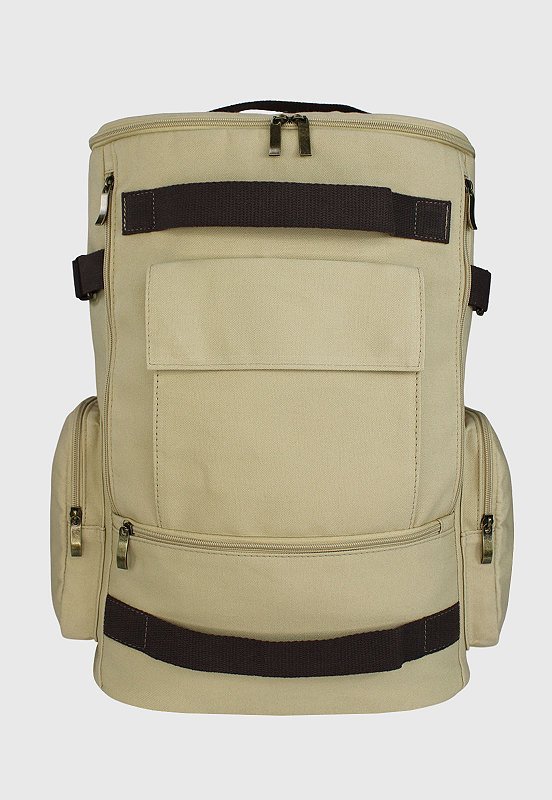 Lennas Mochila de Lona Grande Masculina Feminina Comporta Notebook Casual e Viagens Bege LE13 Bege 2