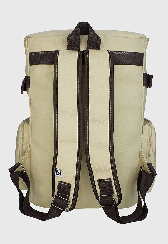 Lennas Mochila de Lona Grande Masculina Feminina Comporta Notebook Casual e Viagens Bege LE13 Bege 4