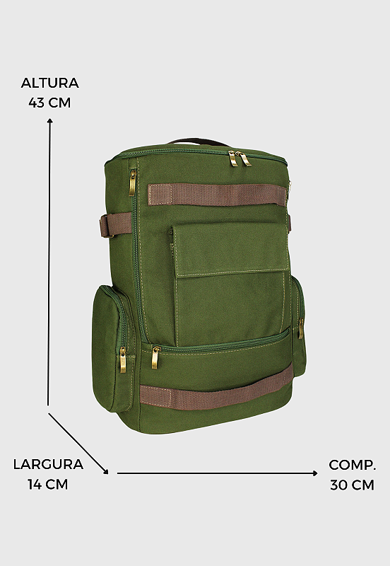 Lennas Mochila de Lona Grande Masculina Feminina Comporta Notebook Casual e Viagens Verde LE13 Verde 6