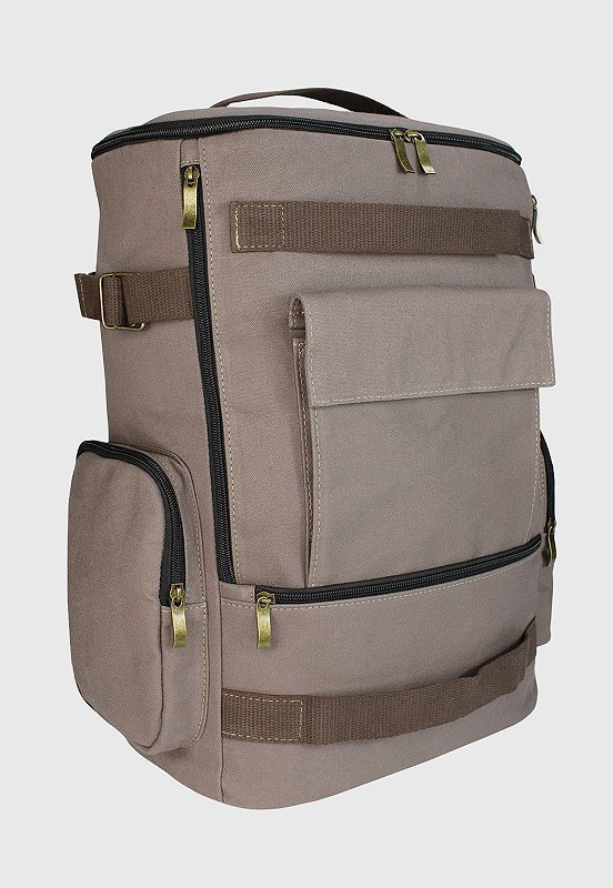 Lennas Mochila de Lona Grande Masculina Feminina Comporta Notebook Casual e Viagens Cinza LE13