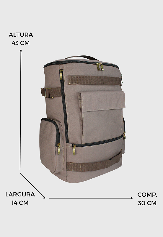 Lennas Mochila de Lona Grande Masculina Feminina Comporta Notebook Casual e Viagens Cinza LE13 Cinza 6