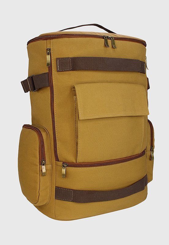 Lennas Mochila de Lona Grande Masculina Feminina Comporta Notebook Casual e Viagens Caqui LE13 Bege 1