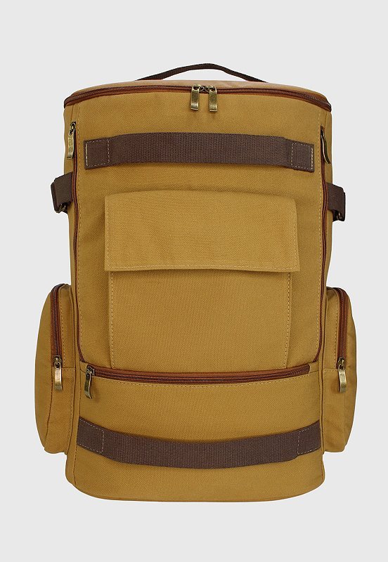 Lennas Mochila de Lona Grande Masculina Feminina Comporta Notebook Casual e Viagens Caqui LE13 Bege 2