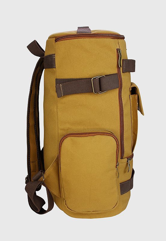 Lennas Mochila de Lona Grande Masculina Feminina Comporta Notebook Casual e Viagens Caqui LE13 Bege 3