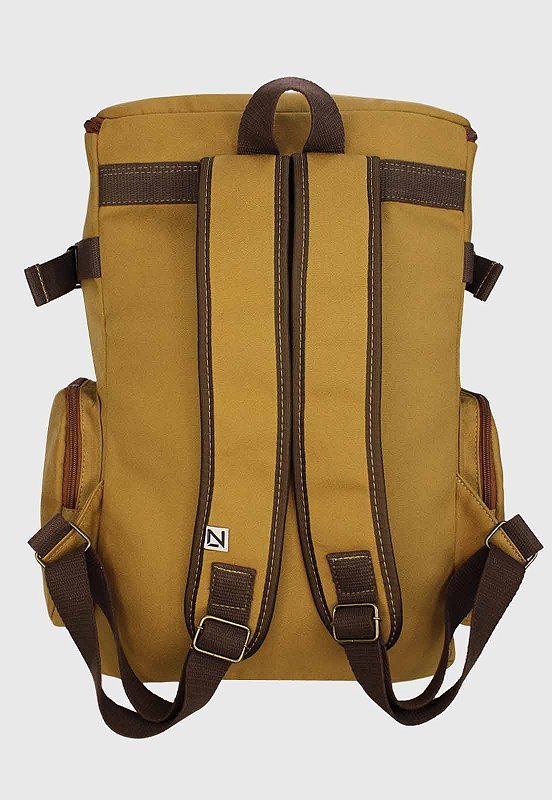 Lennas Mochila de Lona Grande Masculina Feminina Comporta Notebook Casual e Viagens Caqui LE13 Bege 4