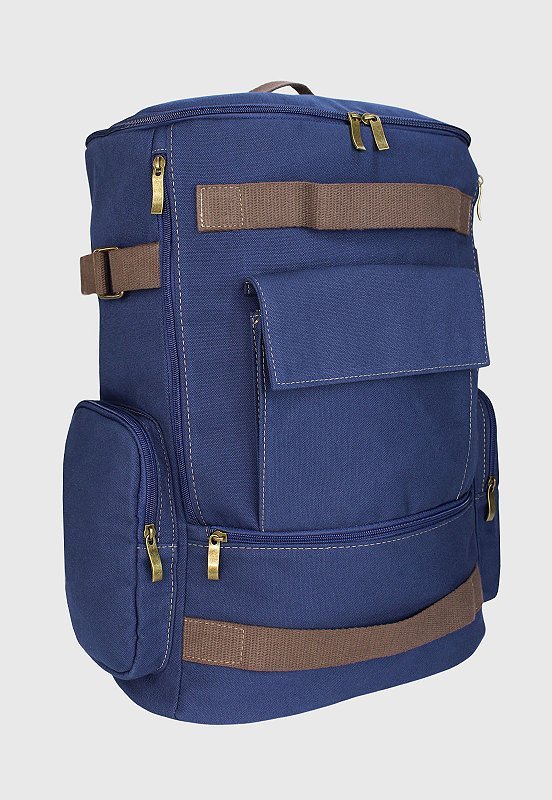 Lennas Mochila de Lona Grande Masculina Feminina Comporta Notebook Casual e Viagens Azul LE13
