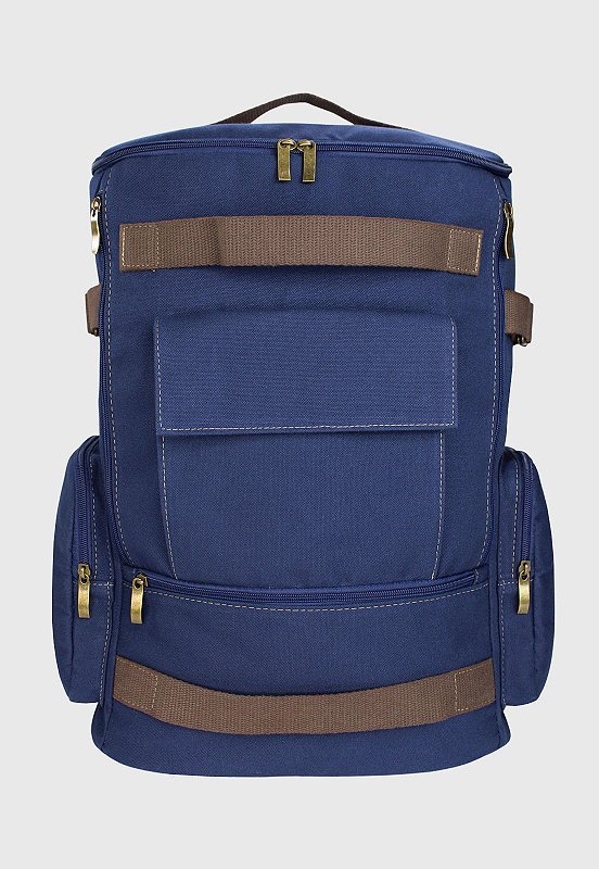Lennas Mochila de Lona Grande Masculina Feminina Comporta Notebook Casual e Viagens Azul LE13 Azul 2