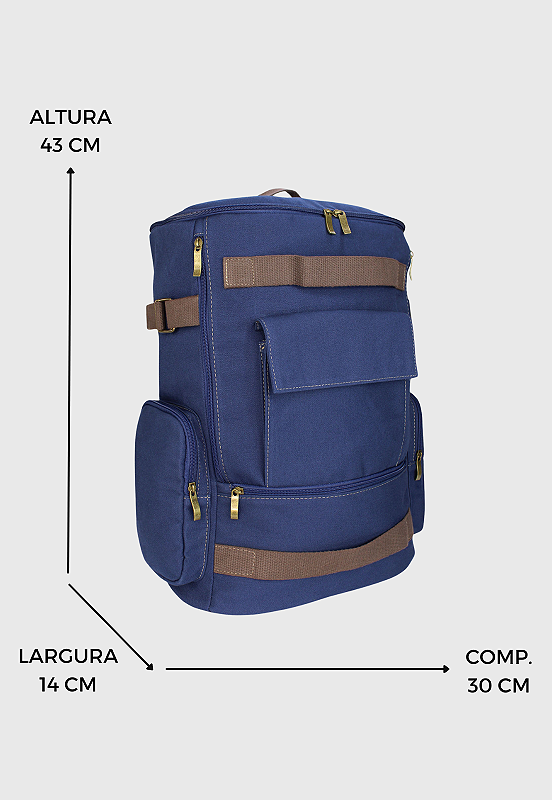 Lennas Mochila de Lona Grande Masculina Feminina Comporta Notebook Casual e Viagens Azul LE13 Azul 6
