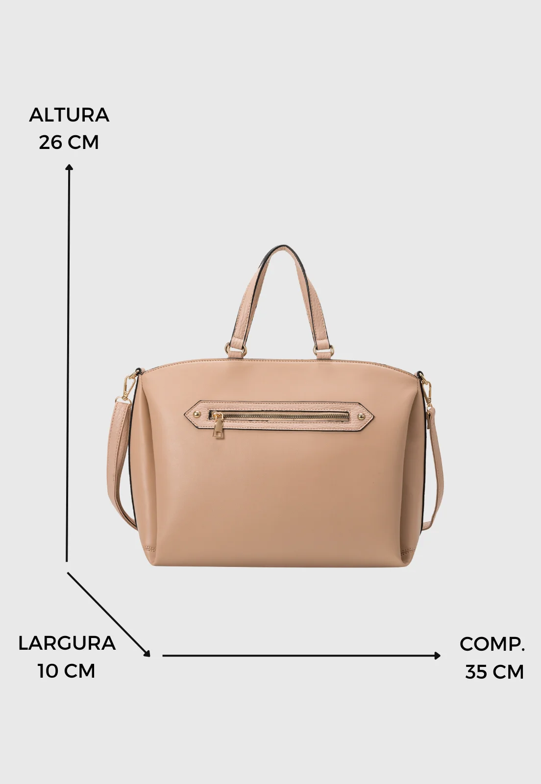 Bolsa Transversal e de Ombro Feminina Tote Bag Estilo Casual Nude B073 Bege 2