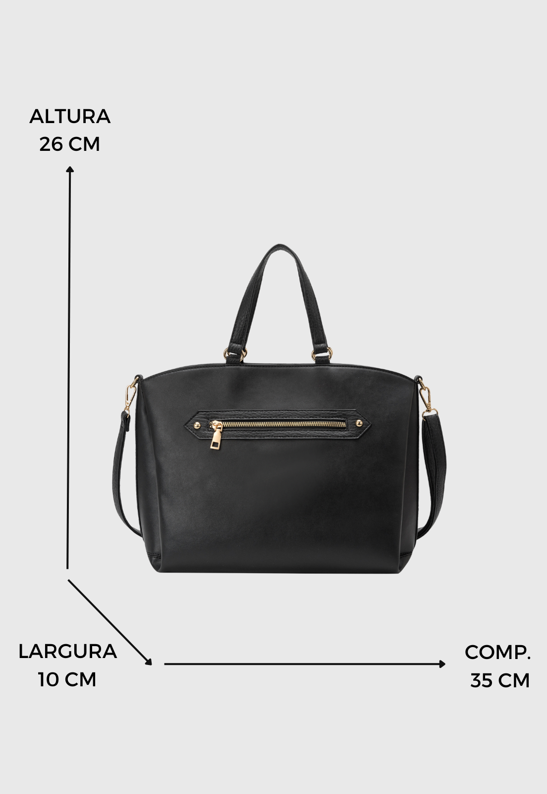 Bolsa Transversal e de Ombro Feminina Tote Bag Estilo Casual Preta B073 Preto 2