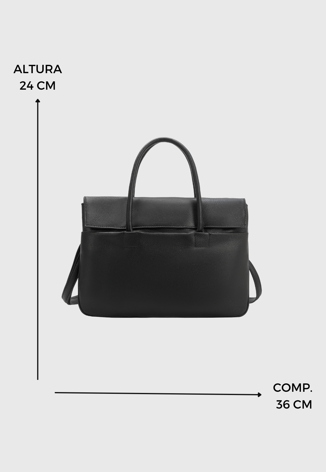 Bolsa Transversal e de Ombro Feminina Com Estilo Executivo Preta B075 Preto 2