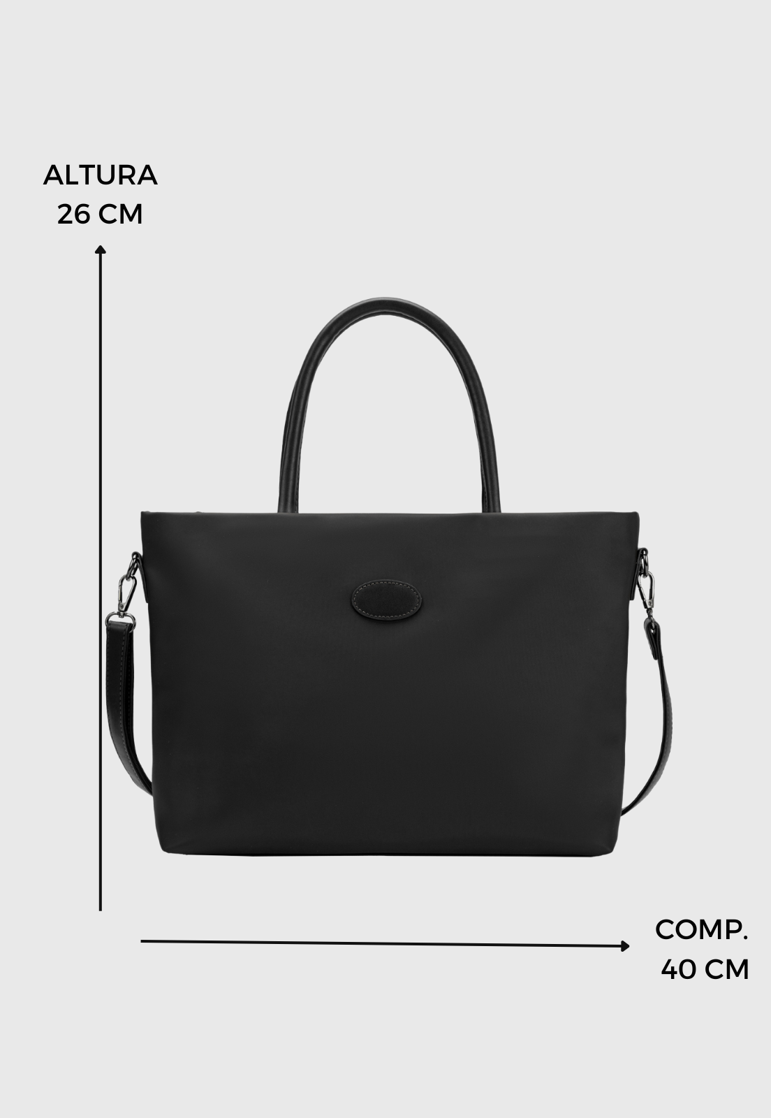 Bolsa Feminina Transversal e de Ombro Tote Bag de Nylon Preta B076 Preto 2