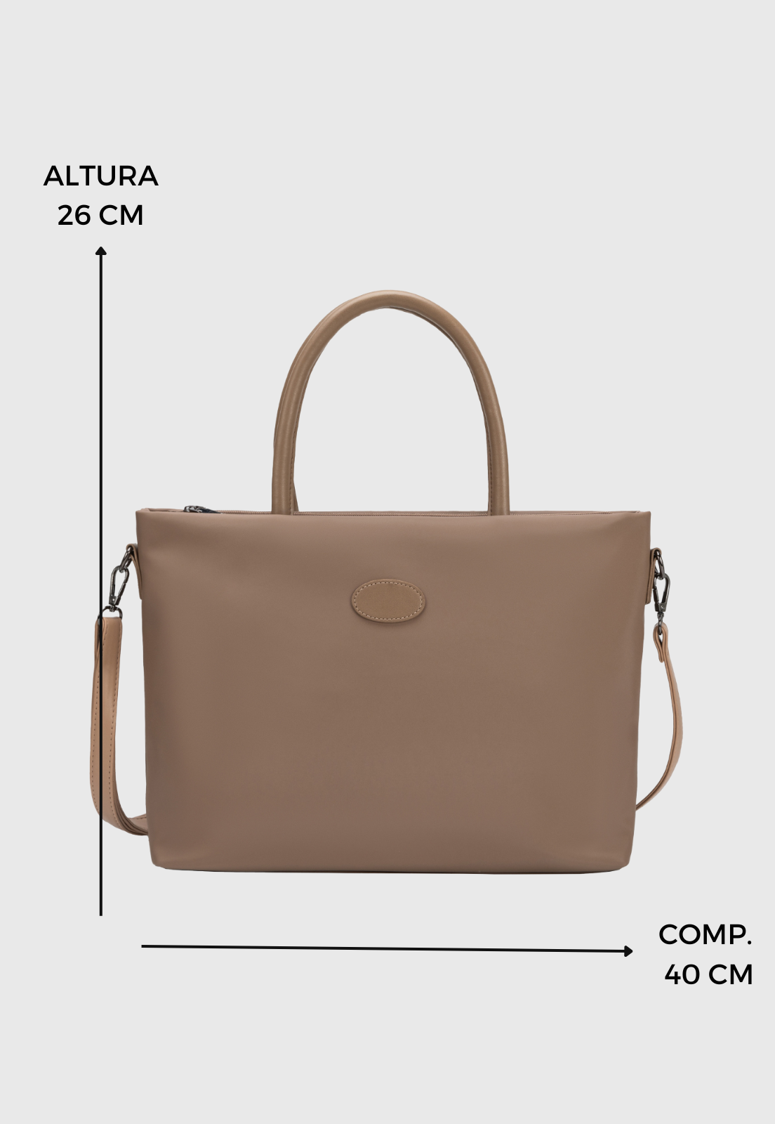 Bolsa Feminina Transversal e de Ombro Tote Bag de Nylon Caqui B076 Bege 2