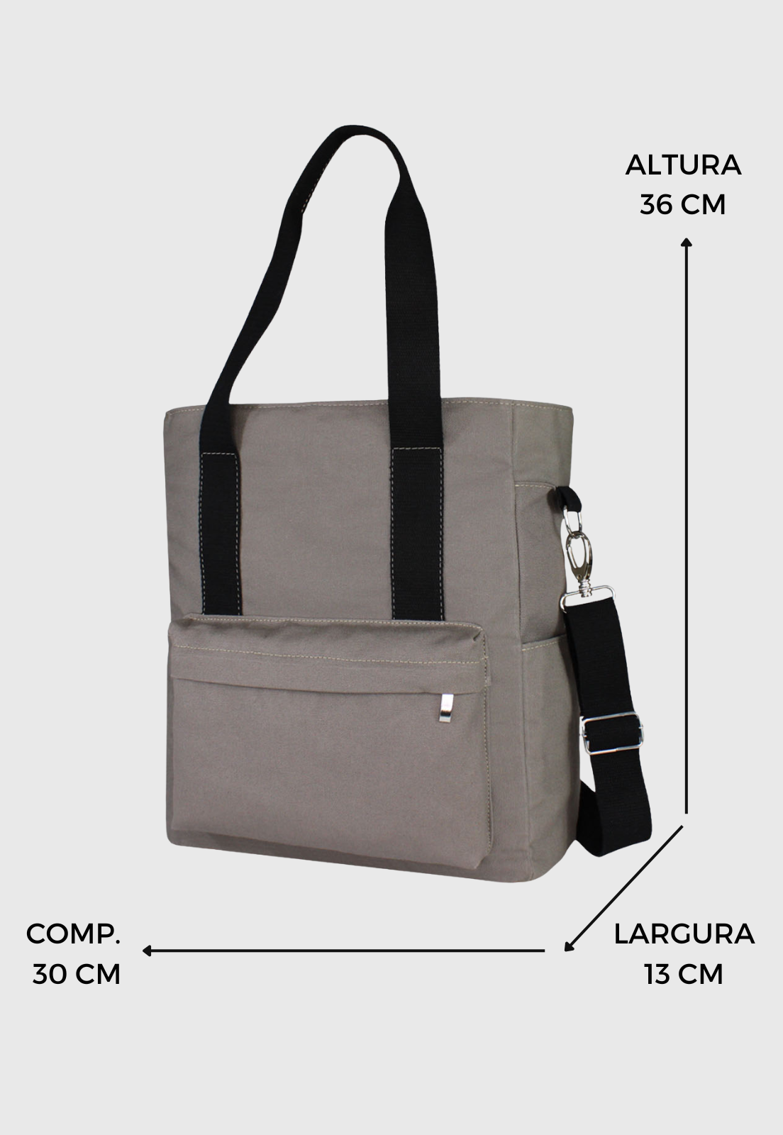 Lennas Bolsa Transversal e de Ombro Tote Bag de Lona Cinza A025 Cinza 2