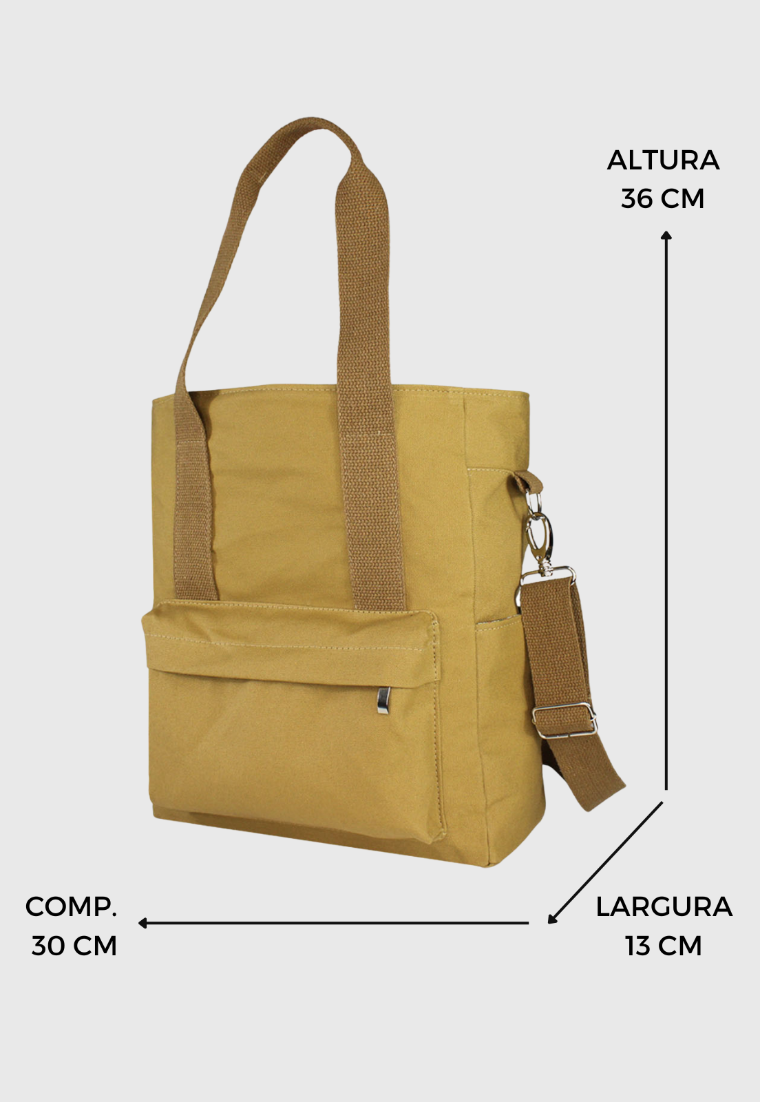 Lennas Bolsa Transversal e de Ombro Tote Bag de Lona Caqui A025 Bege 2