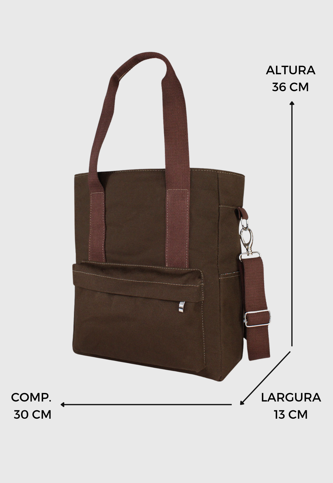 Lennas Bolsa Transversal e de Ombro Tote Bag de Lona Marrom A025 Marrom 2