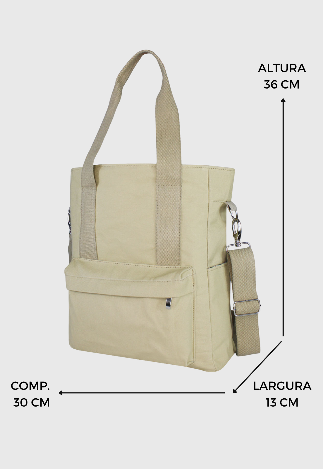 Lennas Bolsa Transversal e de Ombro Tote Bag de Lona Bege A025 Bege 2
