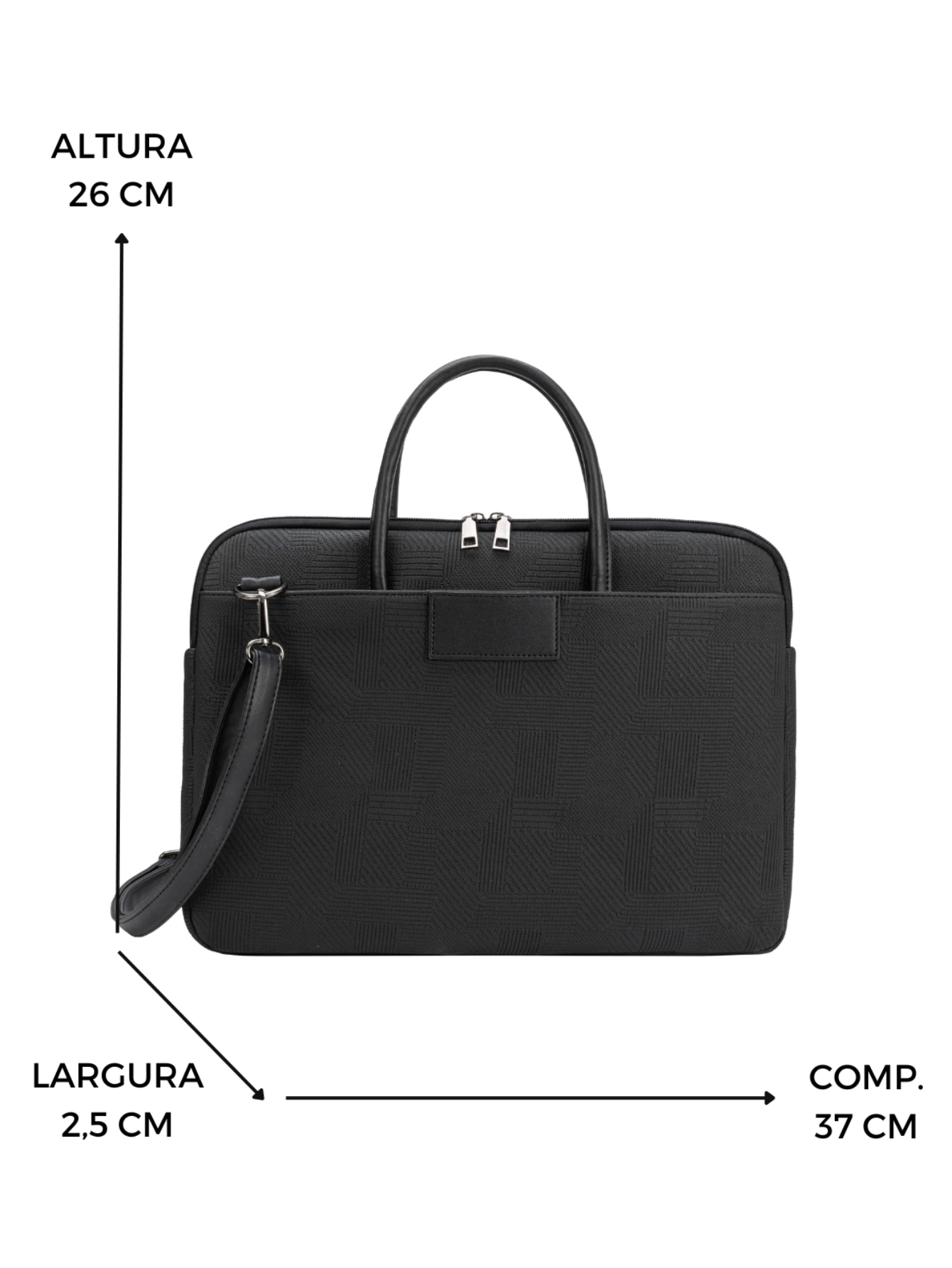 Lennas Bolsa de Mao e Pasta Transversal Para Notebook com Estilo Executivo Preta B077 Preto 2