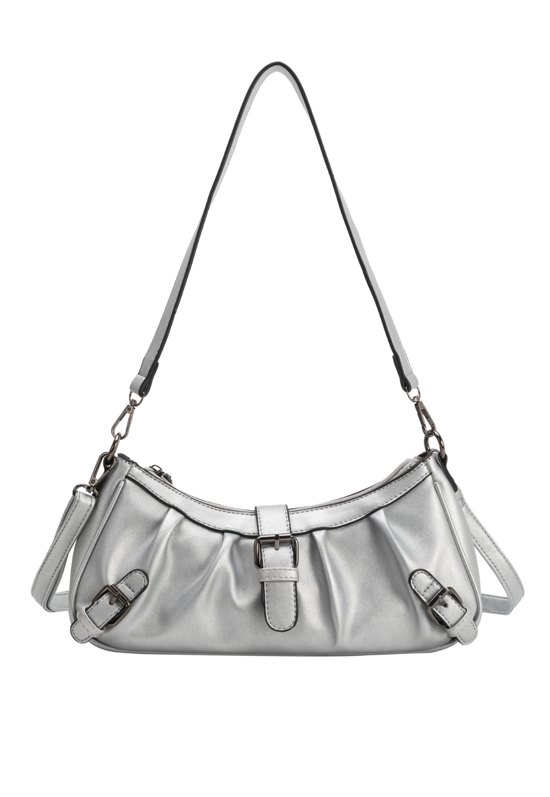 Lennas Bolsa Transversal e de Ombro Feminina Fashion com Fivelas Preta B079