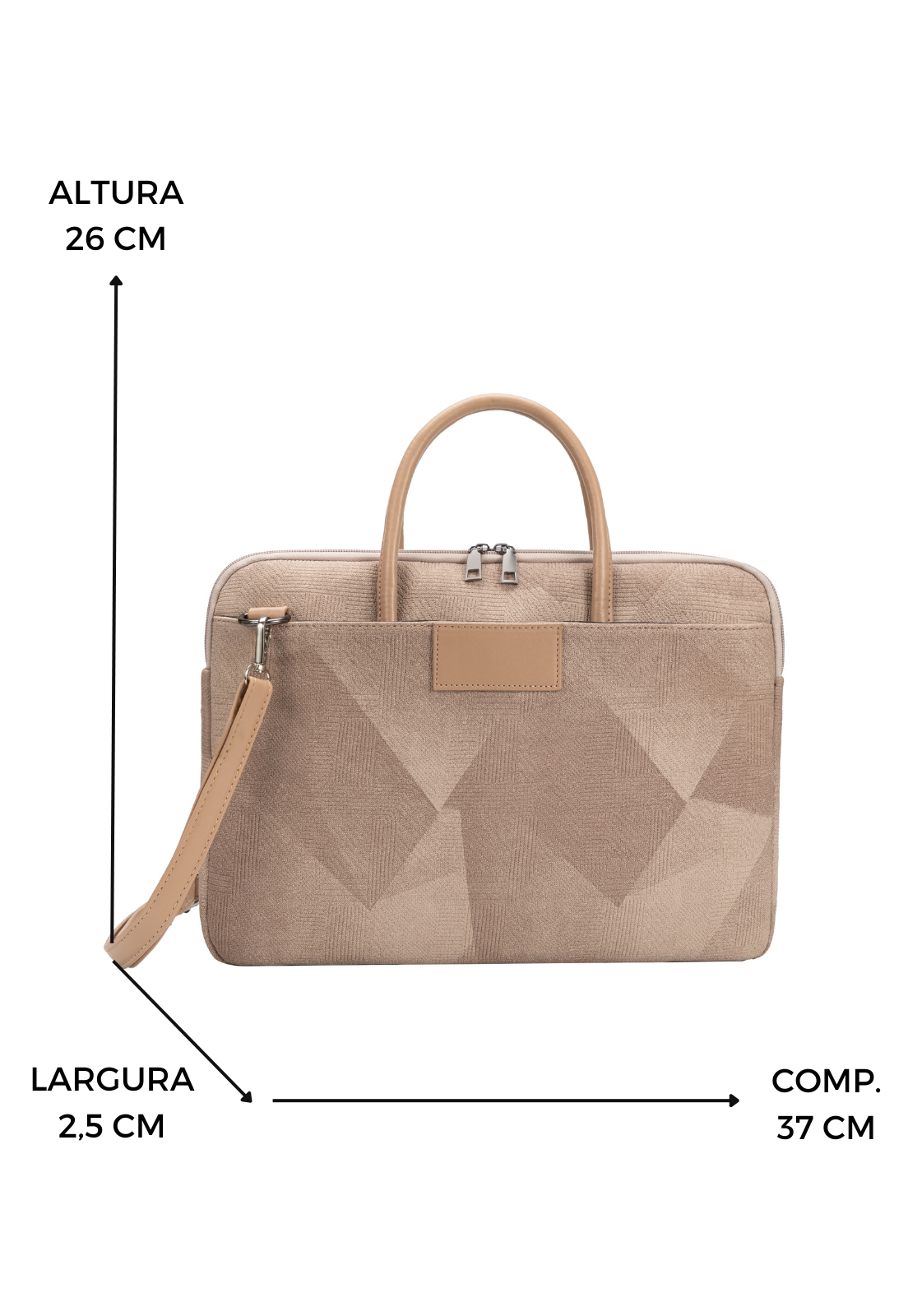 Lennas Bolsa de Mao e Pasta Transversal Para Notebook com Estilo Executivo Caqui B077 Bege 2