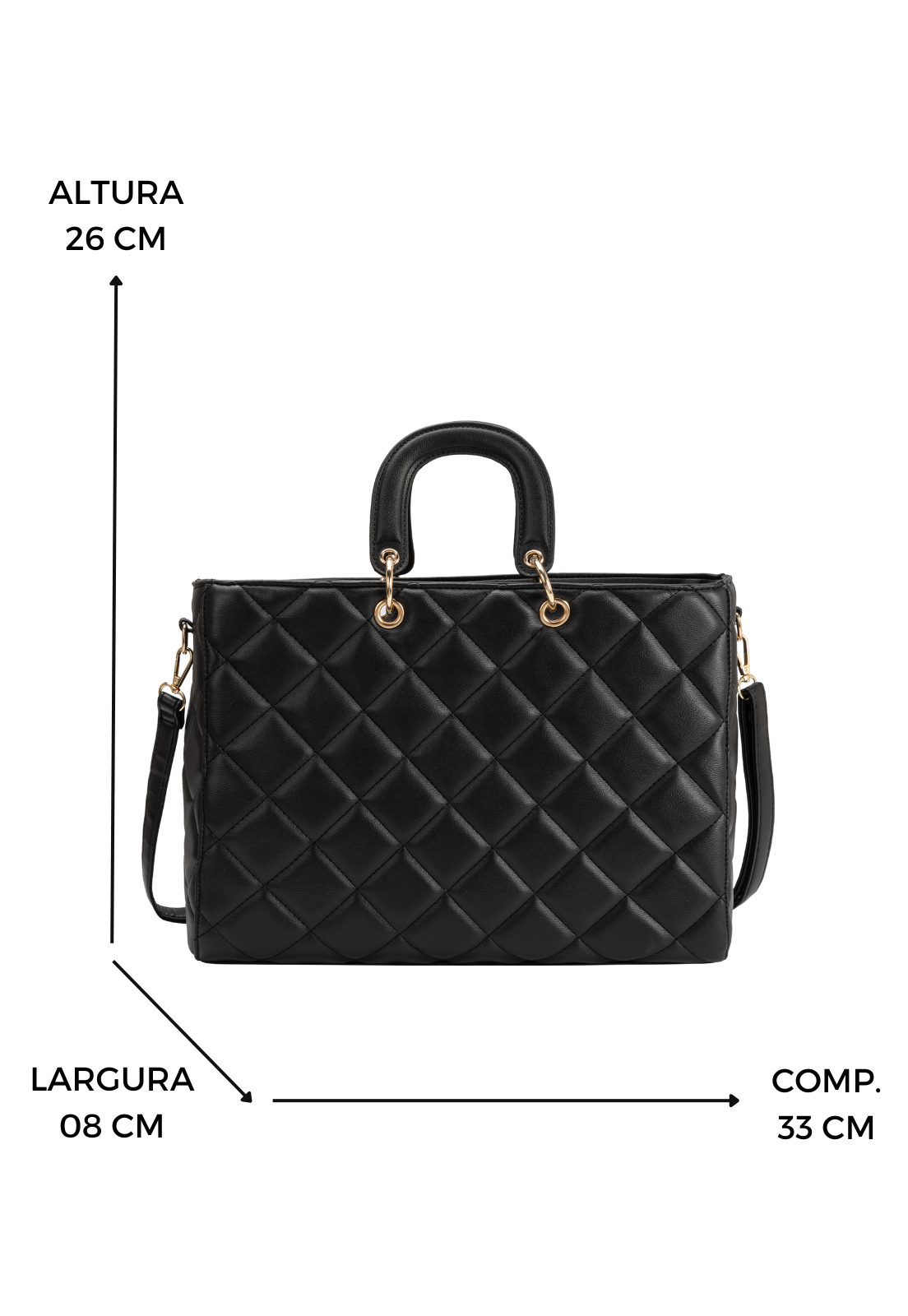 Lennas Bolsa Transversal e de Mao Feminina Shopper Bag Casual Preta B078 Preto 2