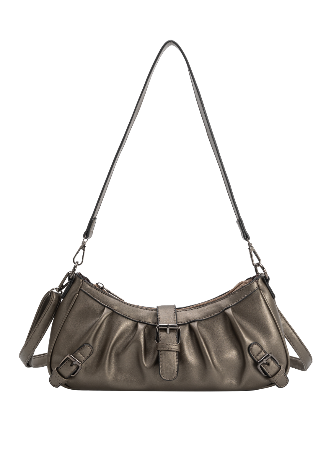 Lennas Bolsa Transversal e de Ombro Feminina Fashion com Fivelas Ouro Velho B079