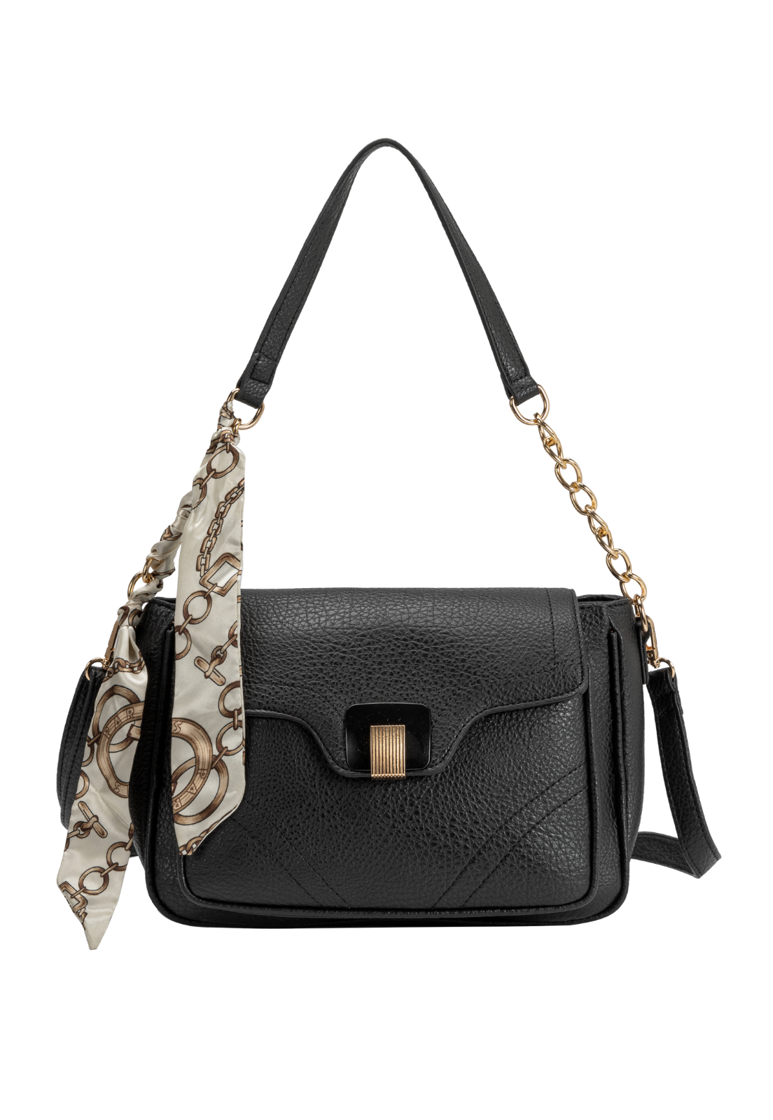 Lennas Bolsa Transversal e de Ombro Feminina Estilo Casual Preta B081