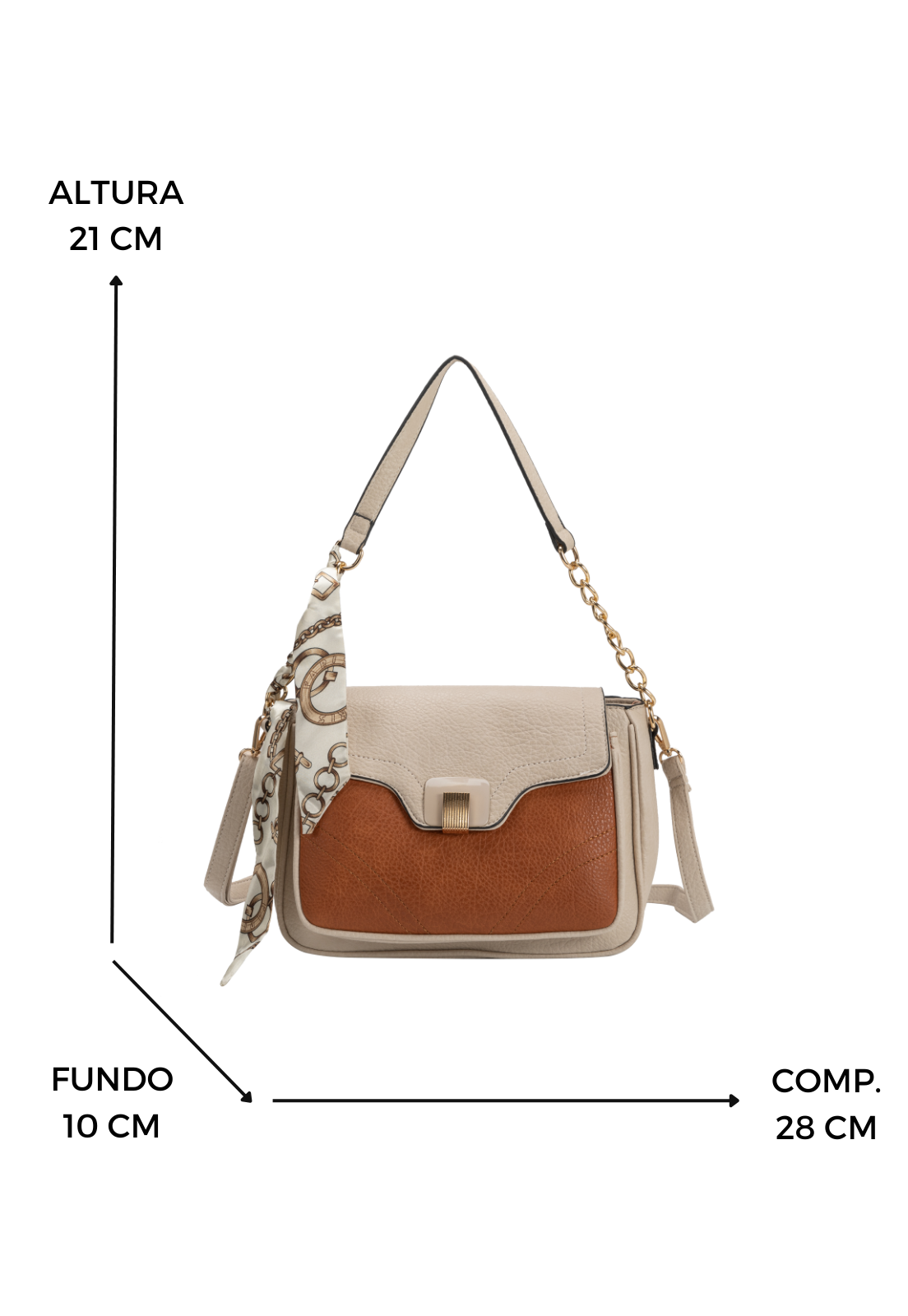 Lennas Bolsa Transversal e de Ombro Feminina Estilo Casual Areia B081 Bege 2