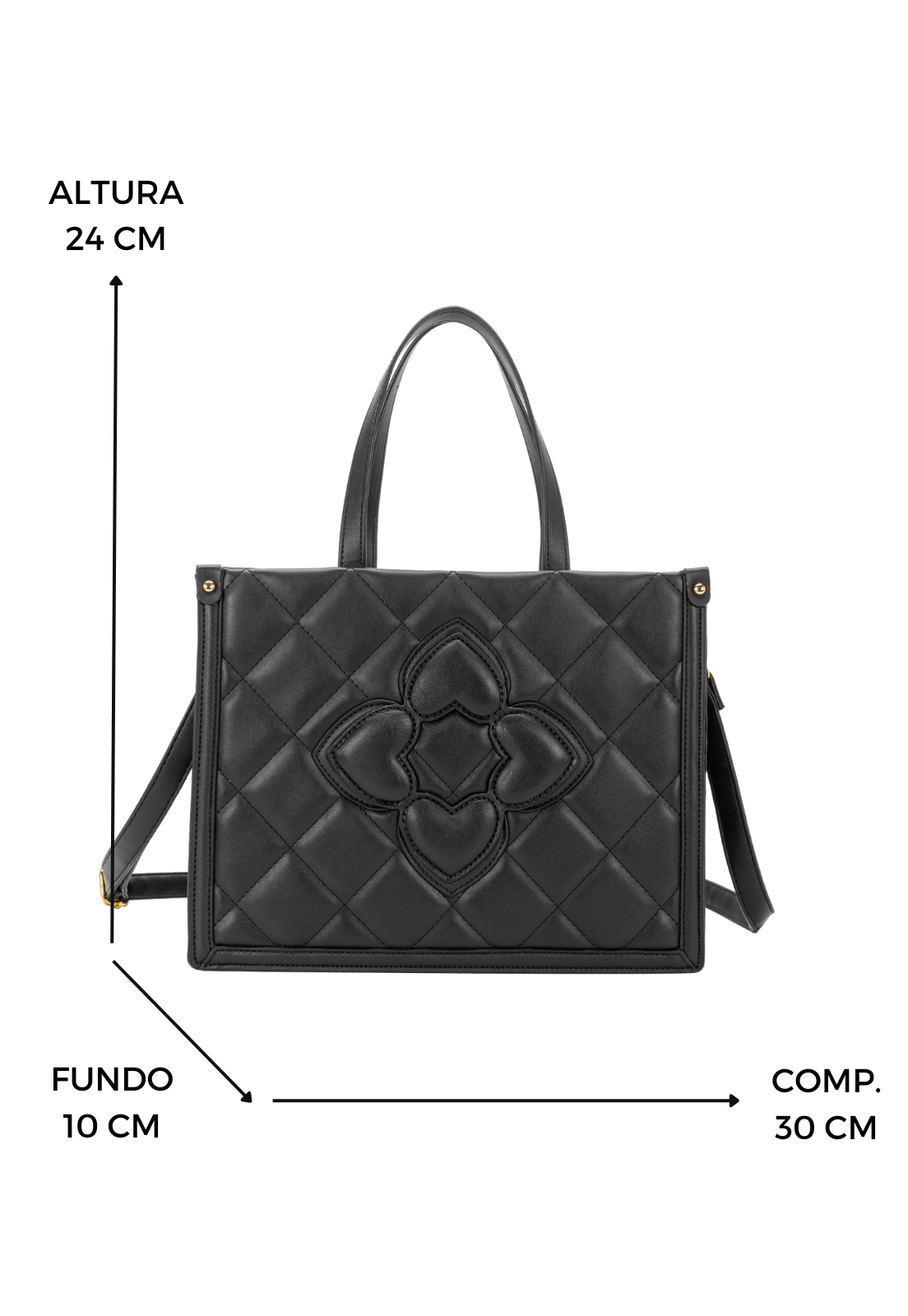 Lennas Shopper Bag Tiracolo Bolsa de Mao e Transversal Feminina Preta B082 Preto 2