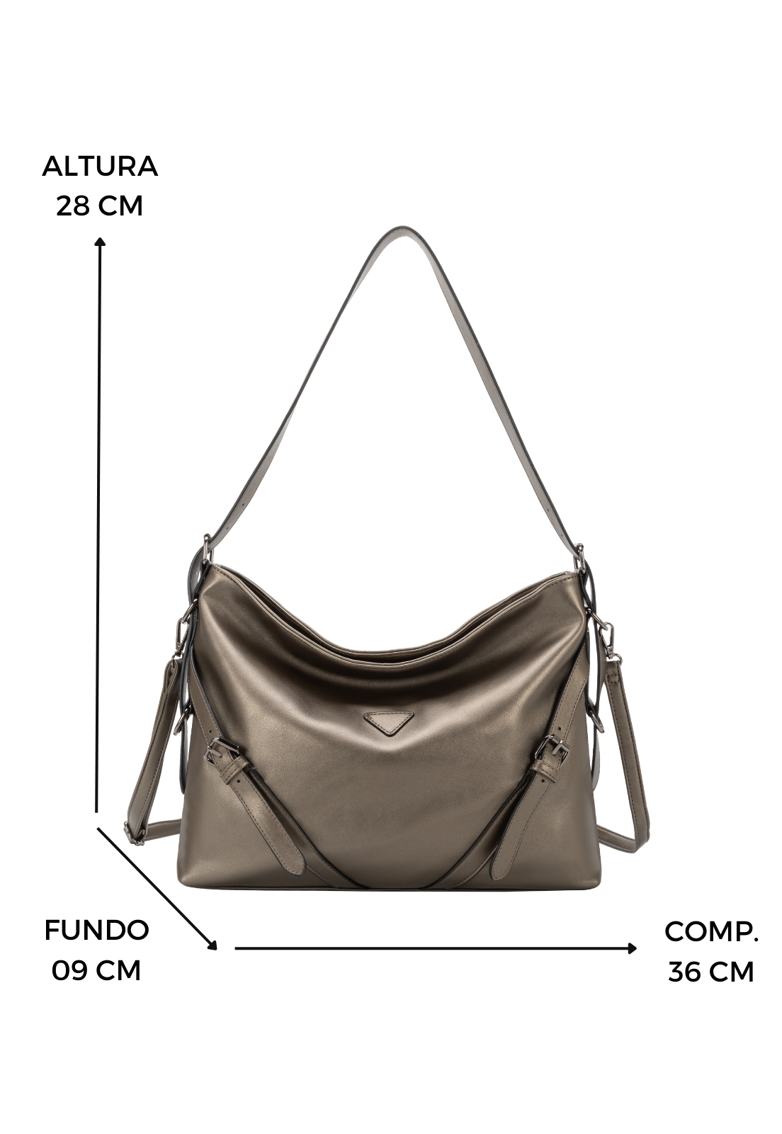 Lennas Hobo Bag Bolsa Transversal e de Ombro Tamanho Grande Fashion Ouro Velho B085 Dourado 2