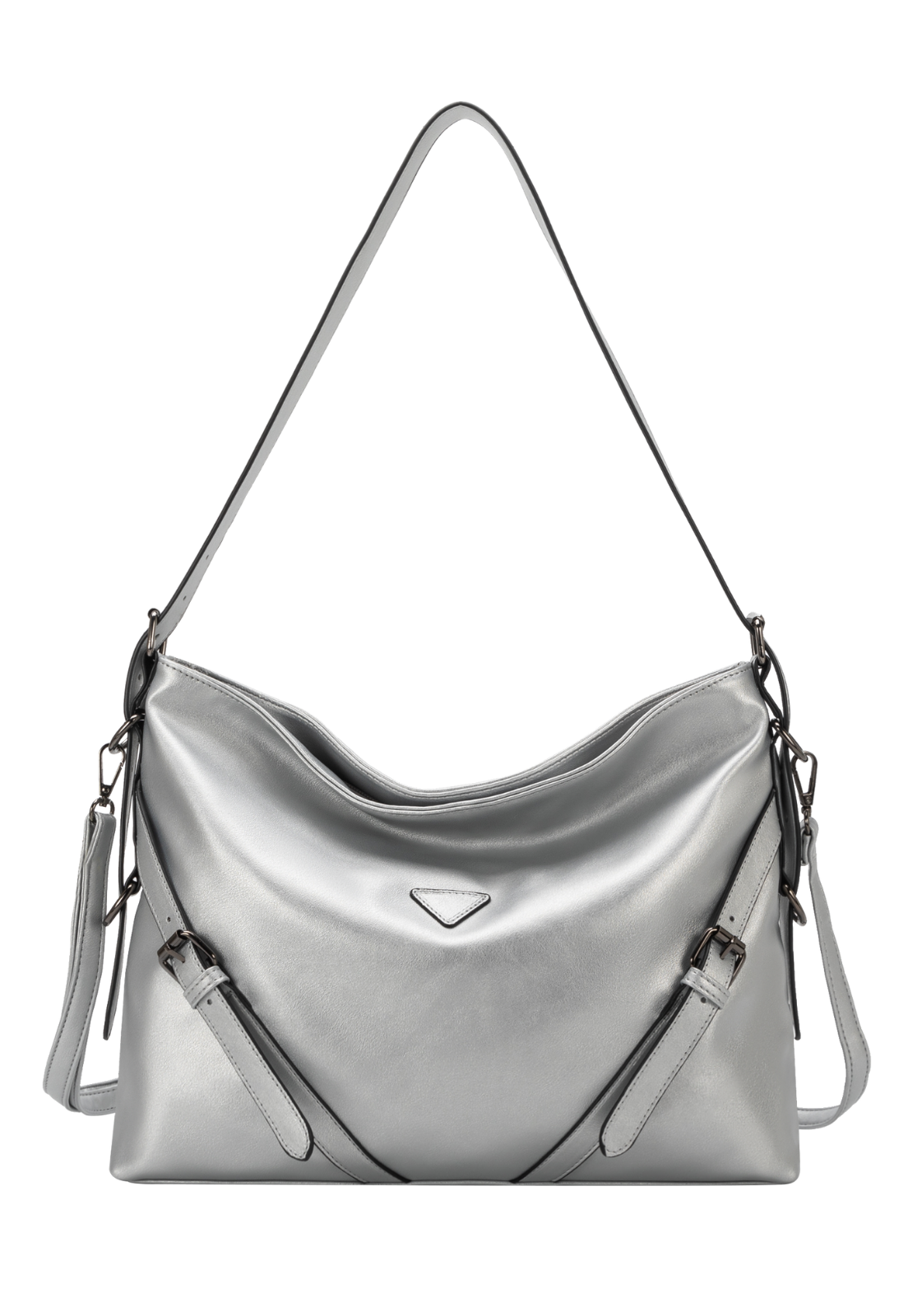 Lennas Hobo Bag Bolsa Transversal e de Ombro Tamanho Grande Fashion Prata B085 Prata 3