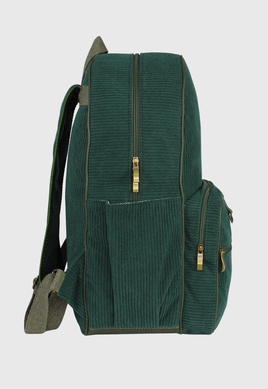 Lennas Mochila Unissex Grande de Veludo Cotele Comporta Notebook Verde A026