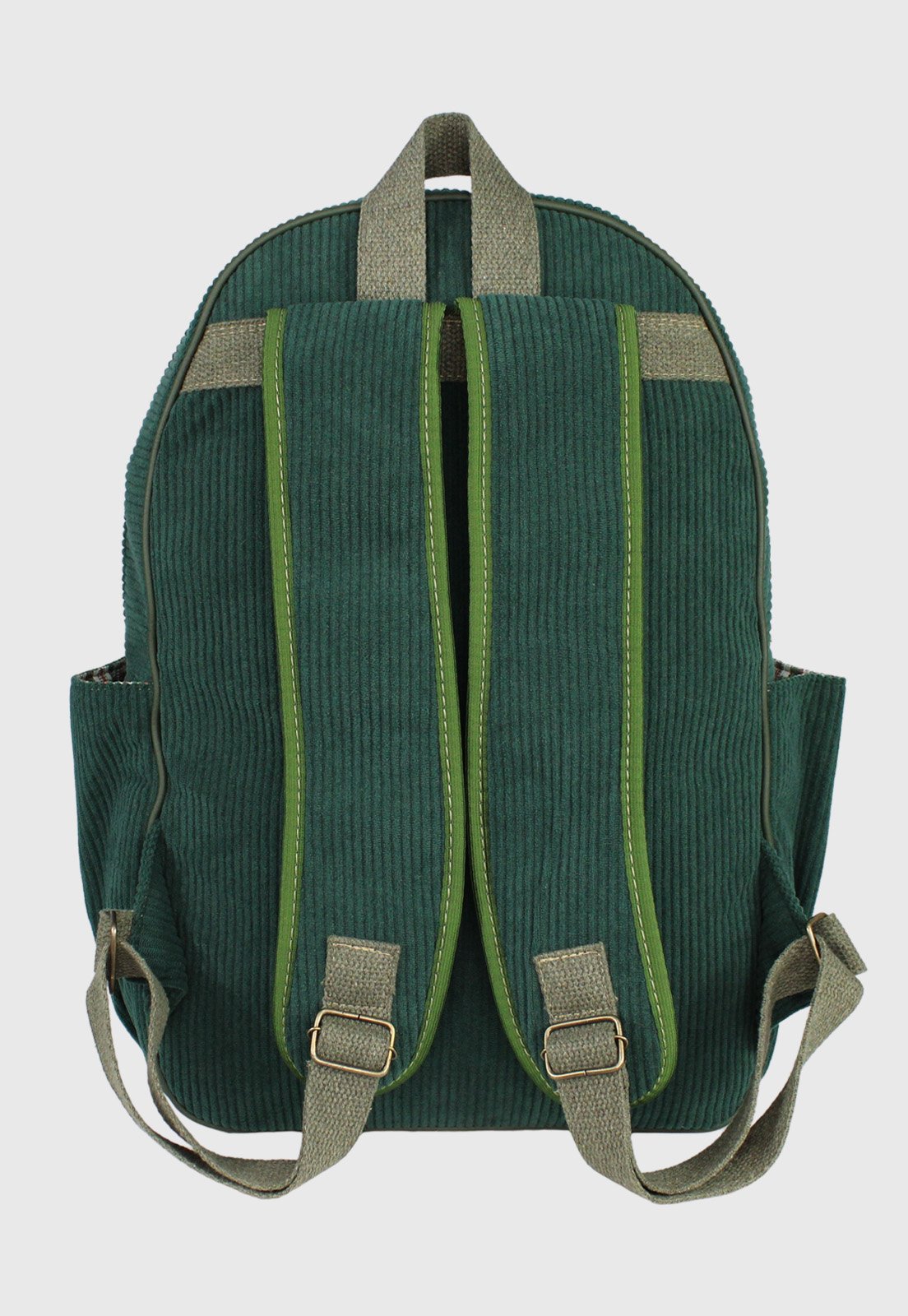 Lennas Mochila Unissex Grande de Veludo Cotele Comporta Notebook Verde A026 Verde 2